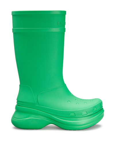 Shop Balenciaga X Croc Rubber Rain Boots In Gras Green