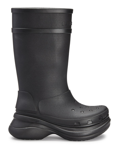 Shop Balenciaga X Croc Rubber Rain Boots In Black