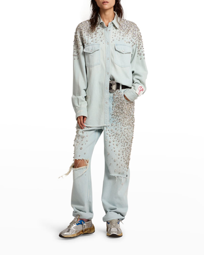 Golden Goose Golden Embellished Boyfriend Shirt In Multi