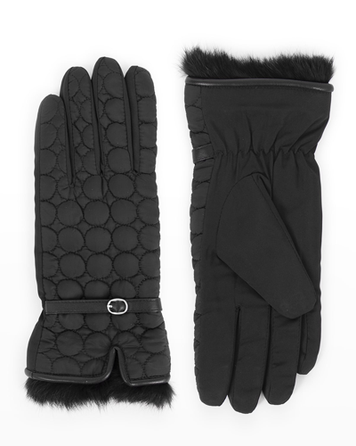 Shop Pia Rossini Alden Waterproof Circular Quilted Gloves In Black