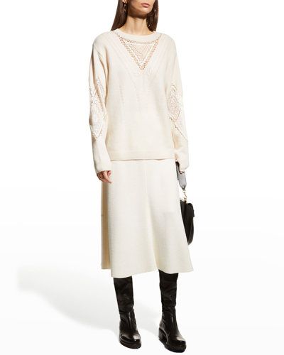 Shop Kobi Halperin Tabitha Wool-cashmere Pointelle Sweater In Warm White