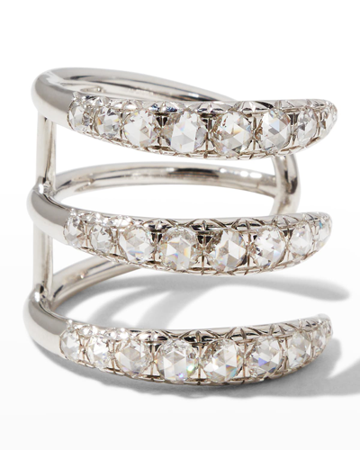 Shop 64 Facets 18k White Gold Diamond Triple Spiral Ring
