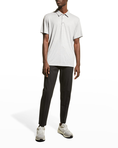 Shop Theory Men's Modal Jersey Polo Shirt In Grey Multi