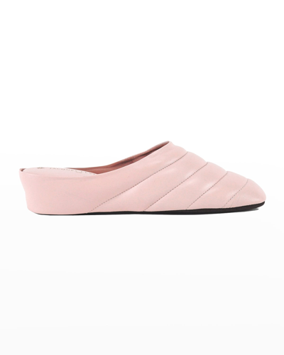 Shop Jacques Levine Quilted Leather Wedge Slippers In Pink