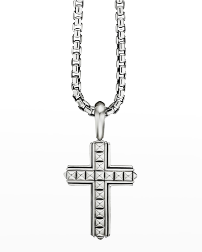 Shop David Yurman Men's Pyramid Cross Enhancer In Silver