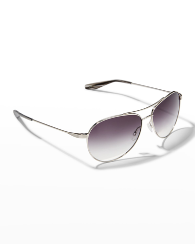 Barton Perreira Lovitt Metal Aviator Sunglasses In Silver