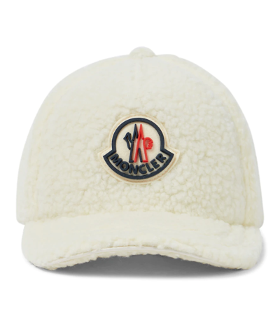 Shop Moncler Faux Shearling Baseball Cap In White
