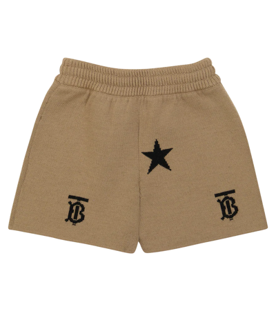 Shop Burberry Baby Intarsia Wool-blend Shorts In Archive Beige