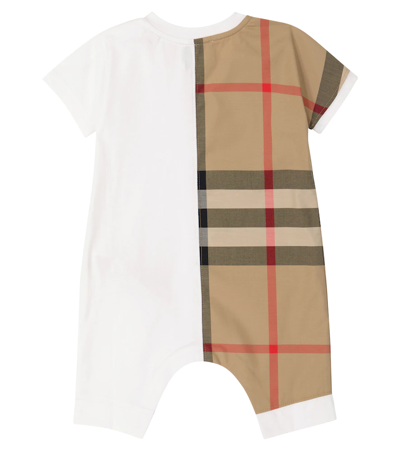 Shop Burberry Baby Vintage Check Cotton Jersey Bodysuit In White