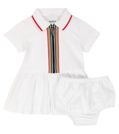 Shop Burberry Baby Dress And Bloomers Set In White