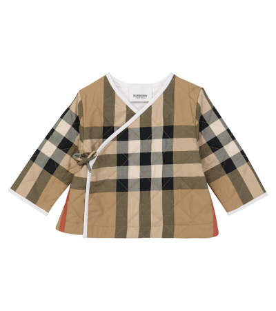 Shop Burberry Baby Vintage Check Quilted Jacket In Archive Beige Ip Chk