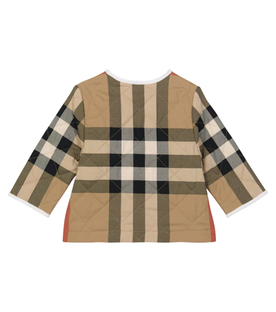 Shop Burberry Baby Vintage Check Quilted Jacket In Archive Beige Ip Chk