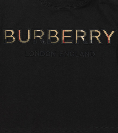 Burberry Kids' Eugene Embroidered Check Logo Cotton T-shirt In 