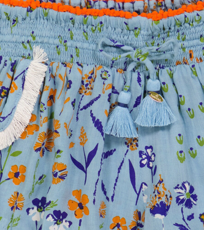 Poupette St Barth Little Girl's & Girl's Lulu Floral Print Shorts In Sky Blue Bouquet Bqs
