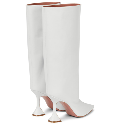 Shop Amina Muaddi Rain Leather Boots In White