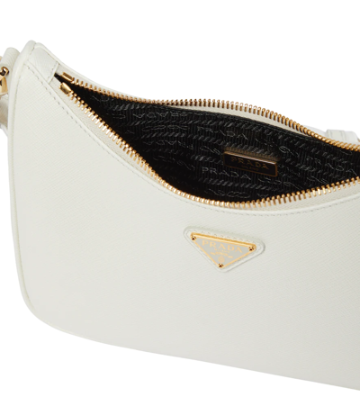 Prada Re-edition 2005 Saffiano Leather Shoulder Bag In Bianco 0 1