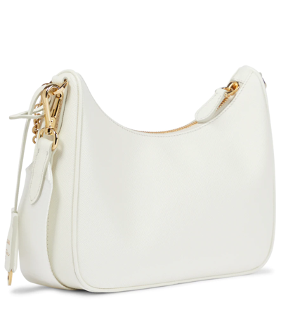 Prada Re-edition 2005 Saffiano Leather Shoulder Bag In Bianco 0 1