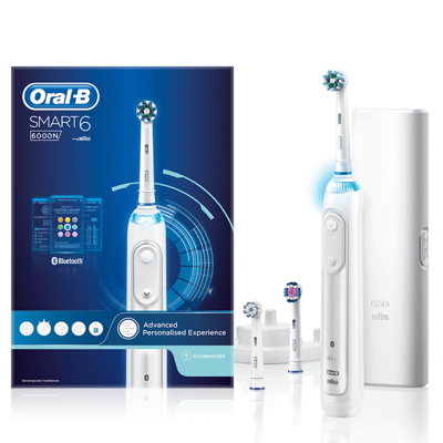 ORAL-B SMART 6 - 6000N - WHITE ELECTRIC TOOTHBRUSH DESIGNED BY BRAUN