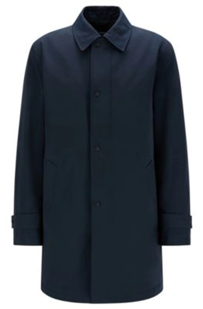 Shop Hugo Boss Water-repellent Coat In Dark Blue