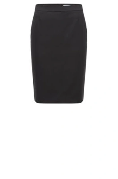 Shop Hugo Boss Pencil Skirt In Italian Stretch Virgin Wool In Black