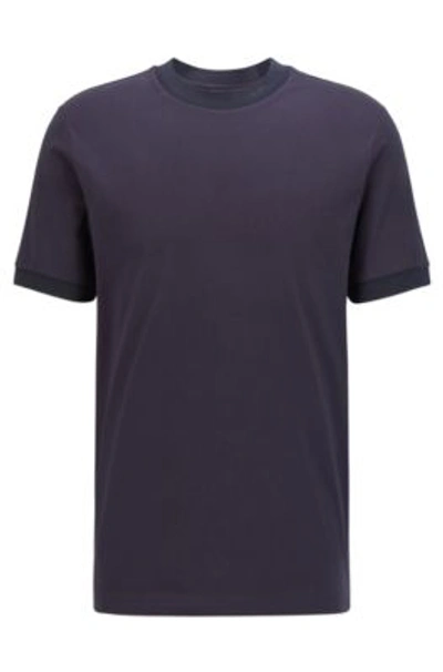 Shop Hugo Boss Regular-fit T-shirt In Moisture-wicking Stretch Cotton In Dark Blue