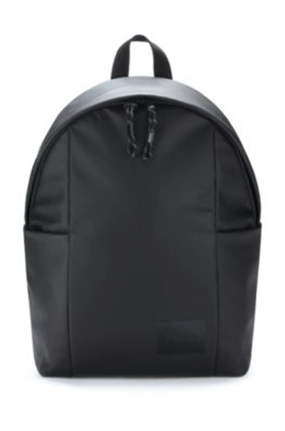 Shop Hugo Logo Backpack In Coated Structured Material- Black Men's Backpacks