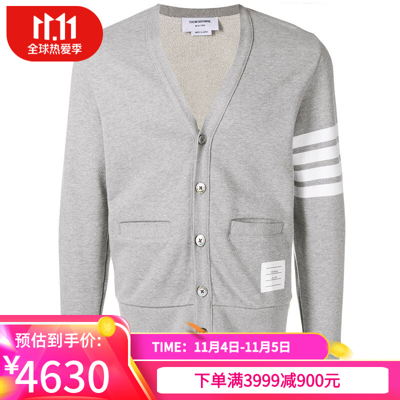 汤姆 布朗（THOM BROWNE）外套男式条纹针织短款开衫 灰色MJT167A 0535 055 2