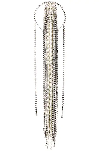 Shop Area Long Crystal Pearl Hairpiece In Clear & Silver