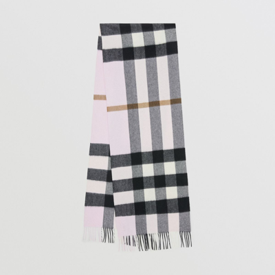 Burberry Check Cashmere Scarf In Pale Candy Pink