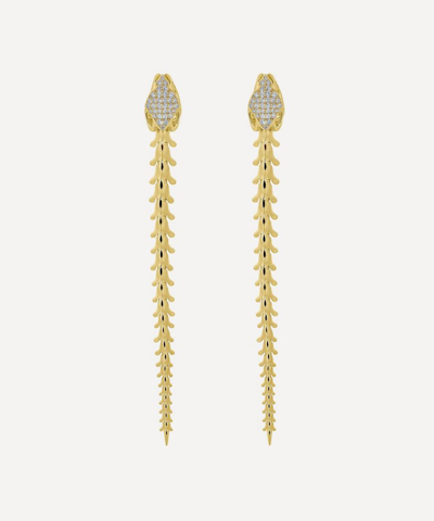 Shop Shaun Leane Gold Plated Vermeil Silver Serpent's Trace Large Diamond Drop Earrings