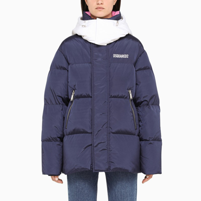 Dsquared2 Navy Blue Down Jacket In Blue