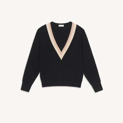 Shop Sandro V-neck Sweater In Black