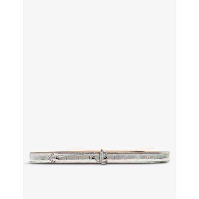 Shop Jimmy Choo Mini Felisa Mirrored Fabric Belt In Silver/silver