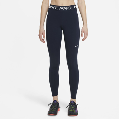 Shop Nike Women's  Pro Mid-rise Mesh-paneled Leggings In Blue