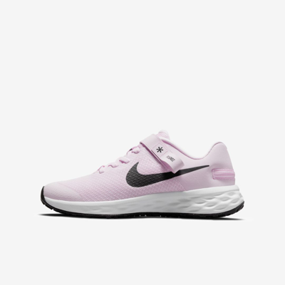 Shop Nike Revolution 6 Flyease Big Kids' Easy On/off Road Running Shoes In Pink Foam,black