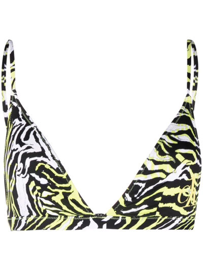 Calvin Klein Animal-print Triangle-cup Bikini Top In Schwarz | ModeSens