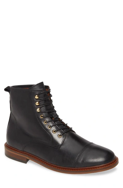 Shop Shoe The Bear Curtis Cap Toe Boot In Black Leather