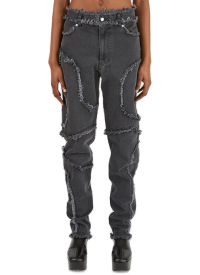Shop Eckhaus Latta Weave Detail Jeans In Grey