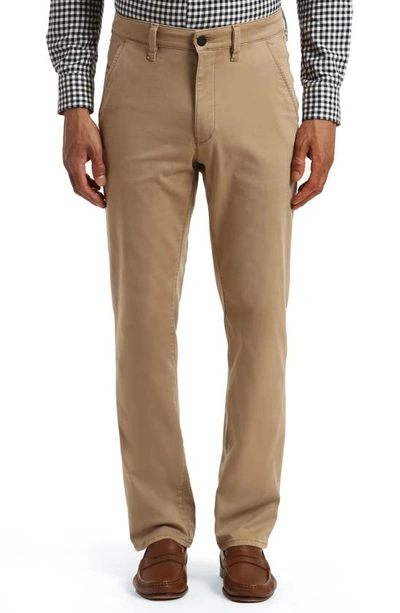 Shop 34 Heritage Charisma Relaxed Fit Straight Leg Flat Front Chinos In Khaki Twill