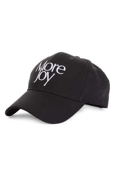 Shop More Joy Embroidered Logo Cotton Baseball Cap In Black