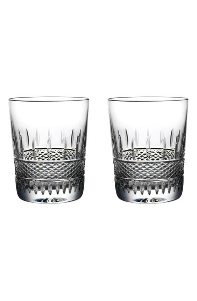 Shop Waterford Irish Lace Set Of 2 Lead Crystal Double Old Fashioned Glasses In Clear