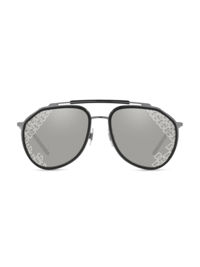Shop Dolce & Gabbana Men's Madison Mirrored 57mm Sunglasses In Matte Gunmetal