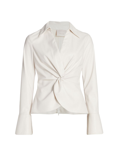 Shop Cinq À Sept Women's Mckenna Faux Leather Top In Ivory