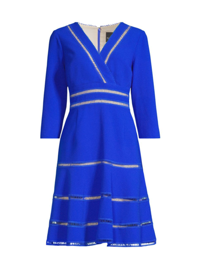 Shop Shani Women's Lattice Trim Fit & Flare Midi-dress In Blue