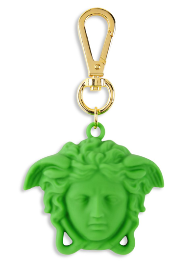 Shop Versace Men's Silicone Medusa Keychain In Green