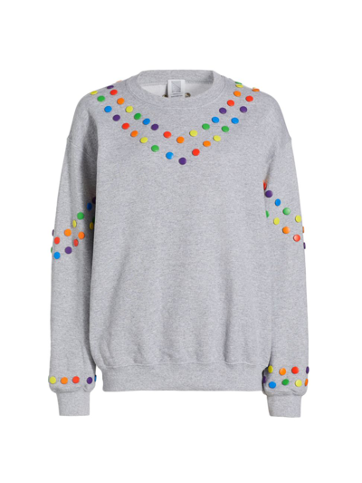 Shop Rosie Assoulin Rainbow Snap Sweatshirt In Grey