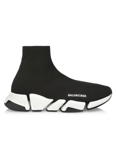 Shop Balenciaga Men's Logo Speed 2.0 Sock Sneakers In Black White