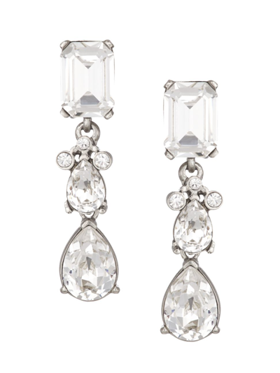 Shop Oscar De La Renta Women's Silvertone & Crystal Drop Earrings