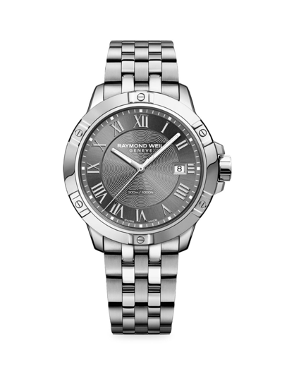 Shop Raymond Weil Men's Tango Gray Stainless Steel Bracelet Watch In Silver