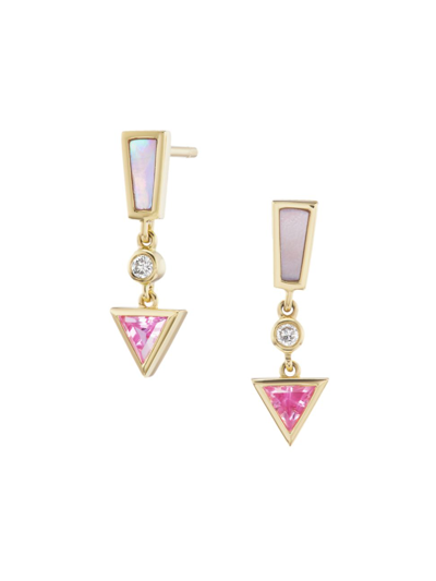 Shop Sorellina Women's Piccola Arrow 18k Yellow Gold & Multi-stone Drop Earrings In Pink